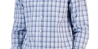 Camisa xadrez de manga comprida com estampa Caro Classic Fit da Alfani masculina, tamanho X-G