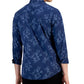 Camisa masculina Alfani com estampa floral pontilhada e botões frontais, manga comprida, azul, tamanho extragrande