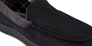 Pantufas venezianas Haggar masculinas em microsuede com forro de lã, pretas, tamanho extragrande