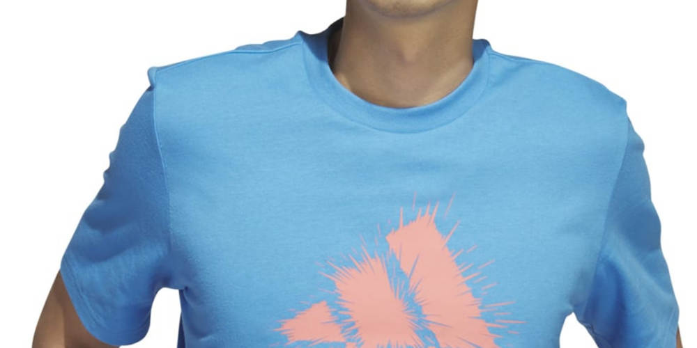 Camiseta Adidas Masculina Manga Curta com Logo Gráfico Azul Tamanho Grande