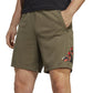 Shorts de treino masculino adidas Train Essentials Seasonal Camo com logotipo preenchido, verde, tamanho médio