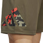 Shorts de treino masculino adidas Train Essentials Seasonal Camo com logotipo preenchido, verde, tamanho médio