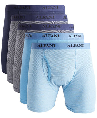 Cuecas boxer masculinas Alfani com absorção de umidade, azul, tamanho pequeno, 5 unidades