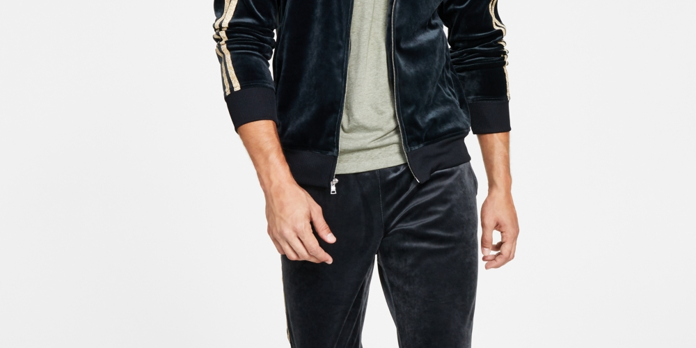 INC International Concepts Jaqueta de moletom de veludo masculina preta tamanho pequeno