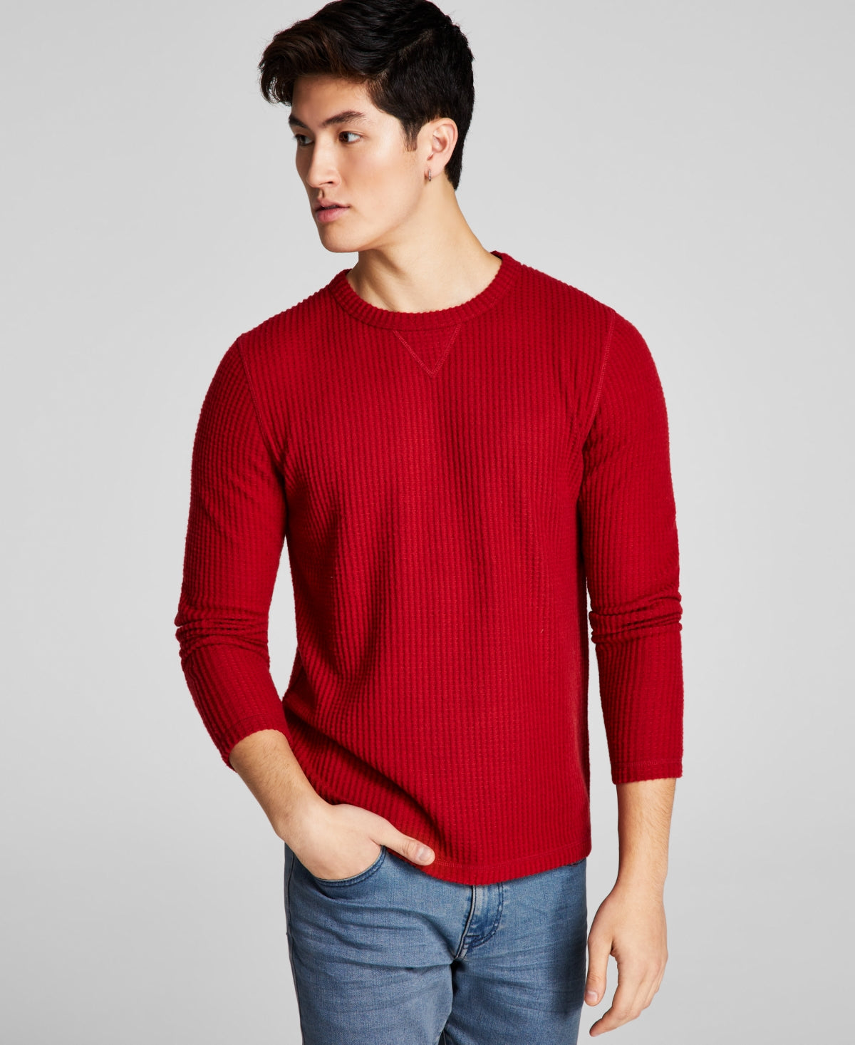 E agora esta camisa térmica masculina de malha com gola redonda vermelha tamanho X-G