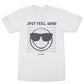 Camiseta masculina Freeze 24-7 SmileyWorld Just Feel Good, branca, tamanho grande