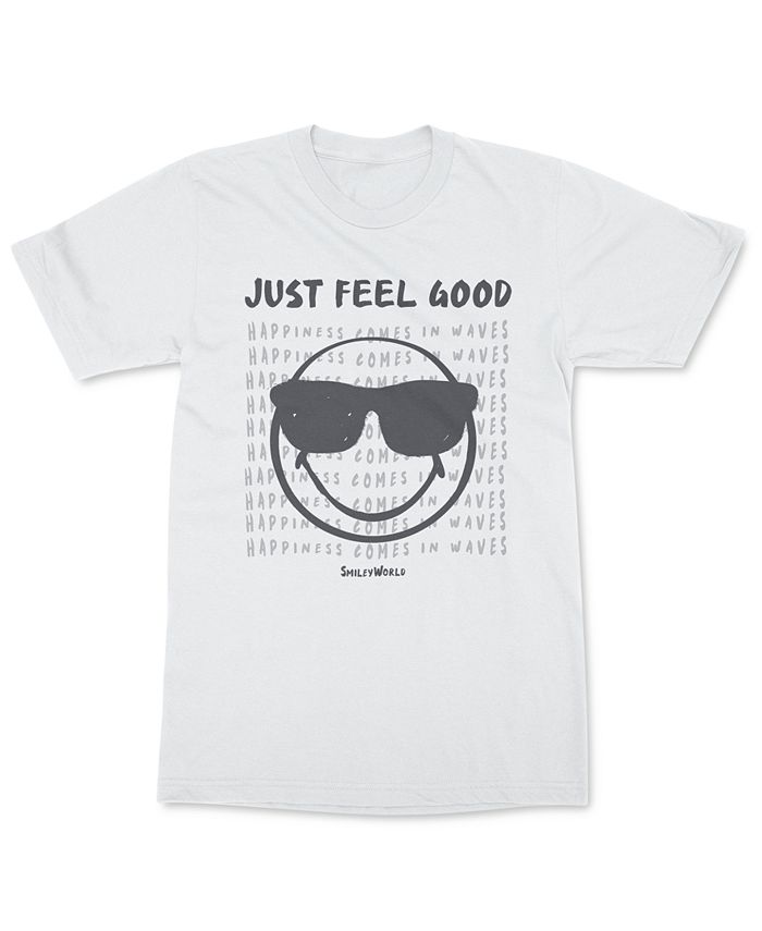 Camiseta masculina Freeze 24-7 SmileyWorld Just Feel Good, branca, tamanho grande