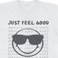 Camiseta masculina Freeze 24-7 SmileyWorld Just Feel Good, branca, tamanho X-G