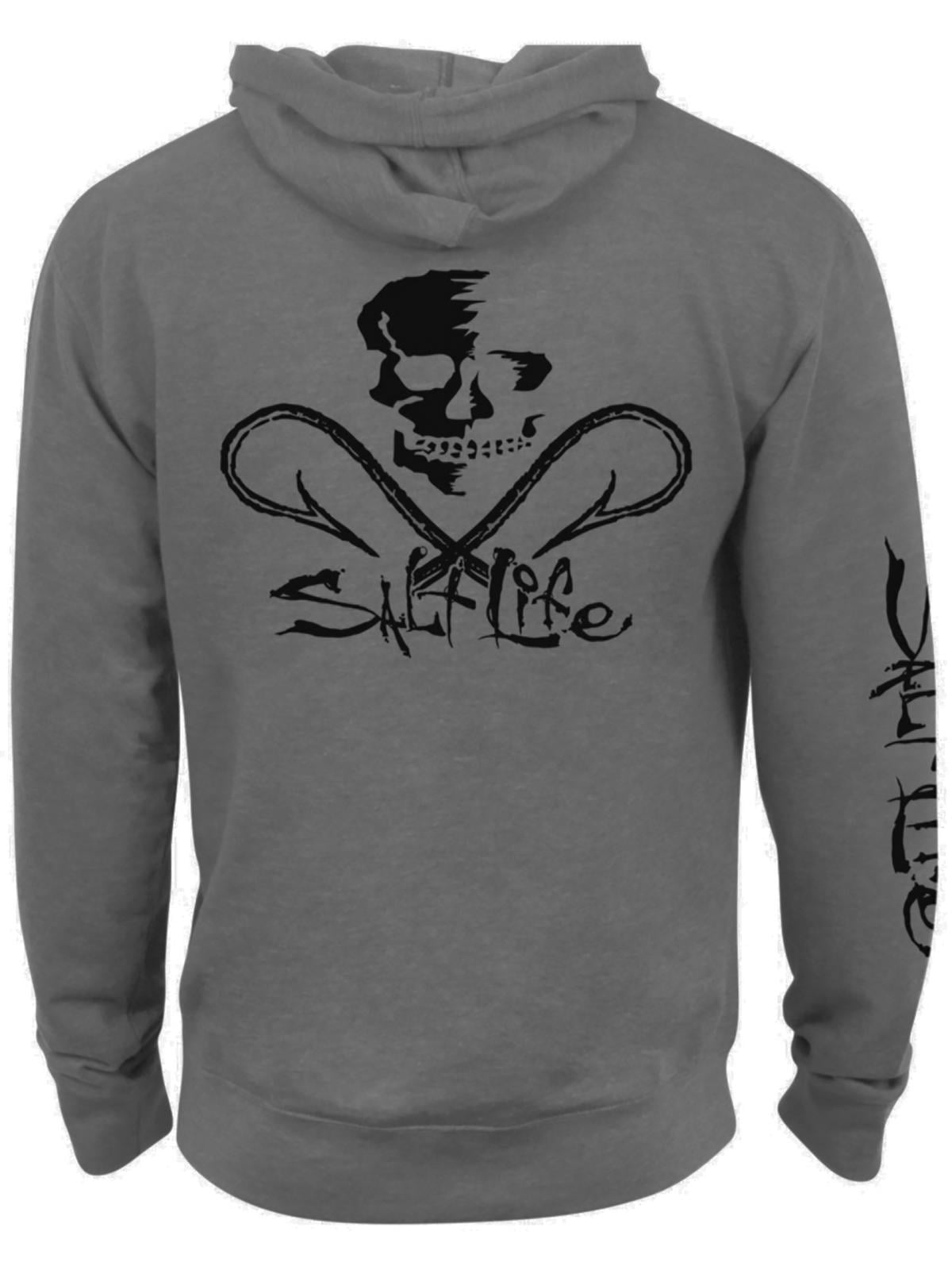 Moletom com capuz masculino Salt Life Skull and Hooks cinza tamanho XXXX-G