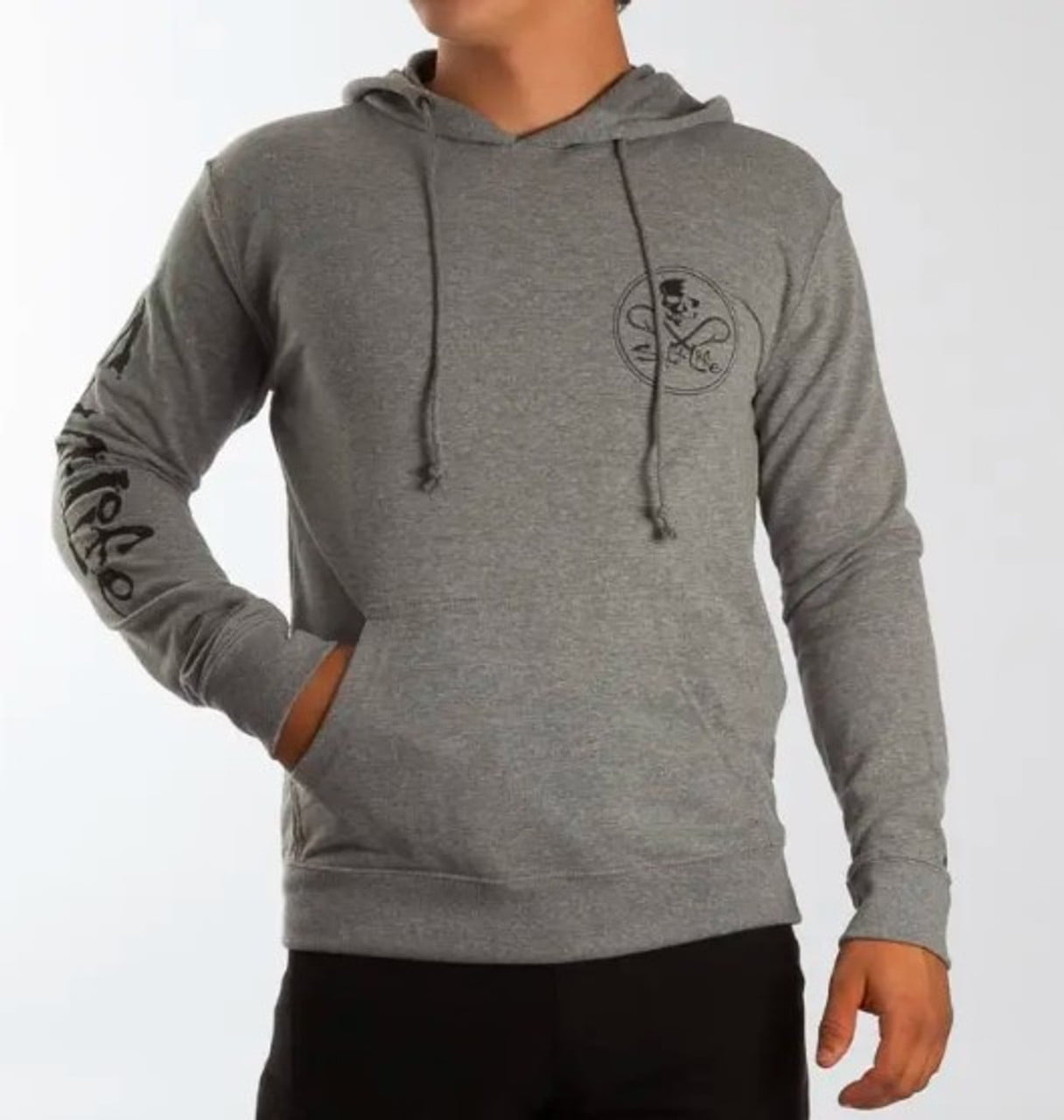Moletom com capuz masculino Salt Life Skull and Hooks cinza tamanho XXXX-G