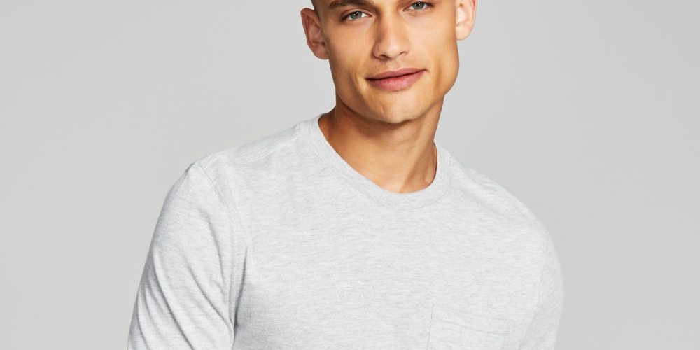 E agora esta camiseta masculina de manga comprida com bolso cinza tamanho X-G