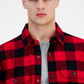 Sun + Stone Camisa de flanela xadrez masculina Carter Buffalo, manga comprida, com botões, vermelha, tamanho pequeno