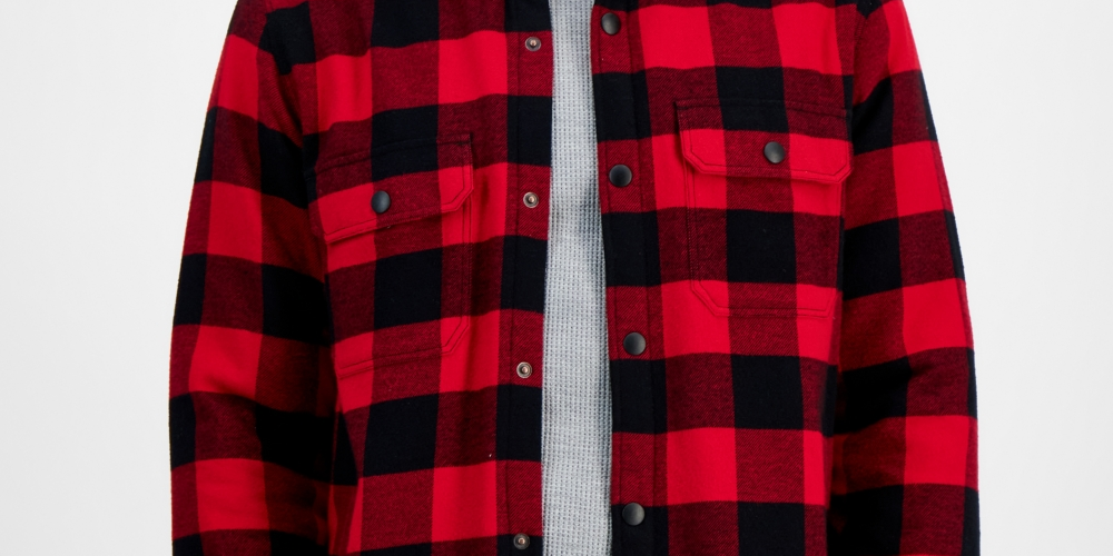 Sun + Stone Camisa de flanela xadrez masculina Carter Buffalo, manga comprida, com botões, vermelha, tamanho pequeno