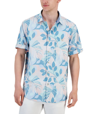 Camisa Tommy Bahama Nova Wave Beach Day Blooms Masculina Azul Tamanho Médio