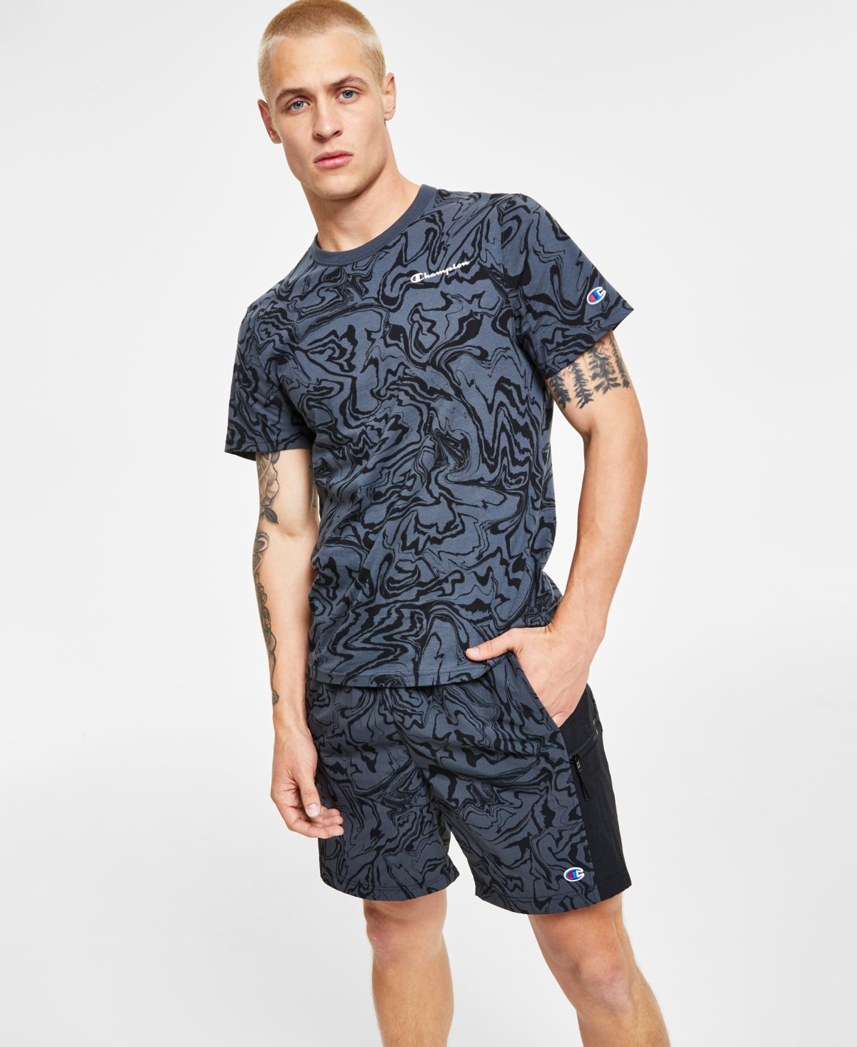 Camiseta masculina Champion Classic Standard Fit Graphic, preta, tamanho pequeno