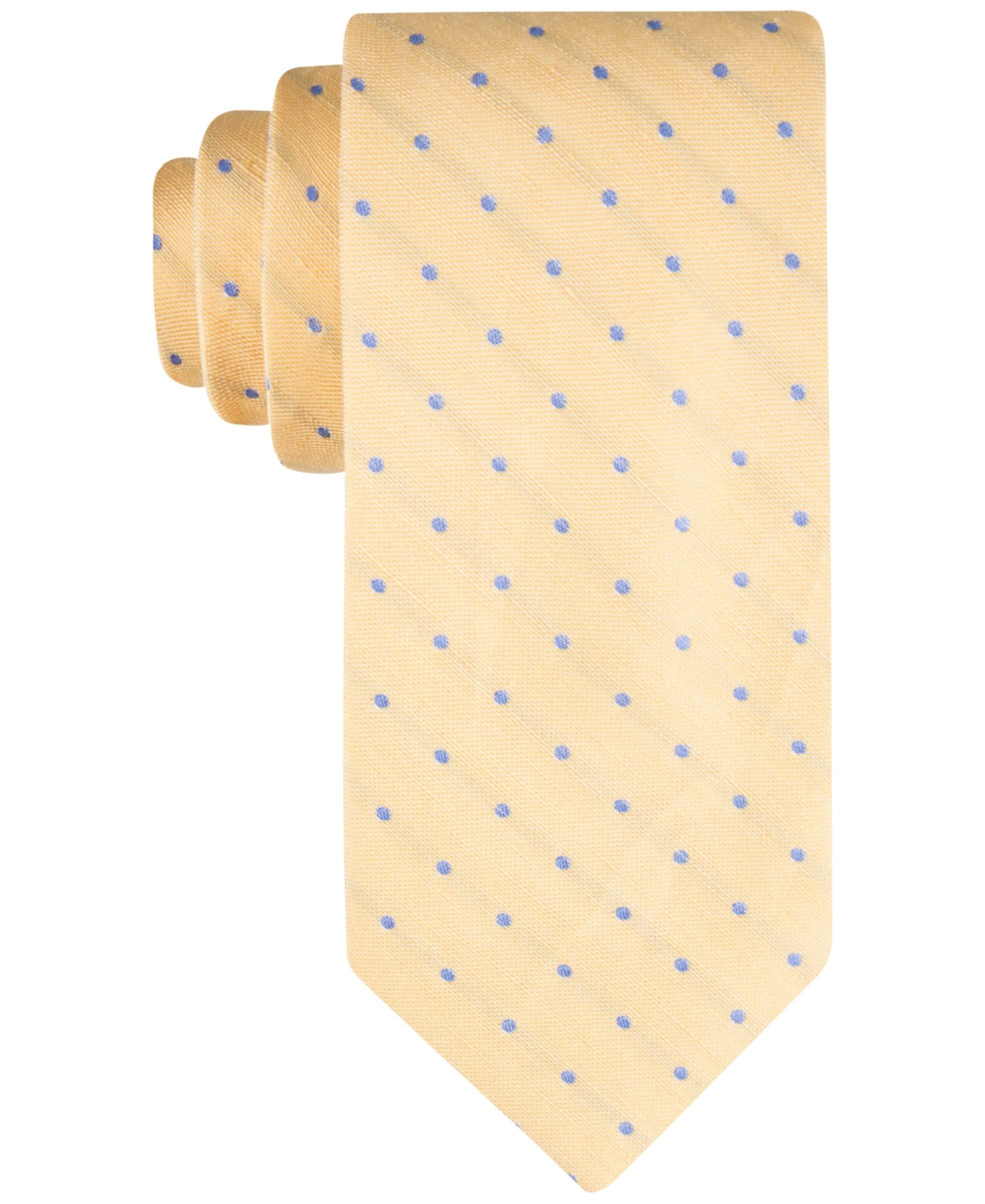 Gravata Tommy Hilfiger Masculina de Linho com Bolinhas, Amarela, Tamanho Regular