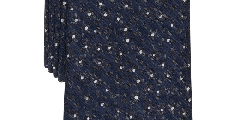 Gravata masculina Bar III Attison Skinny Floral Neat, preta, tamanho regular