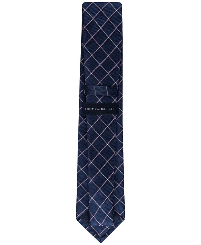 Gravata Tommy Hilfiger Classic Shadow Grid Masculina Azul Tamanho Regular