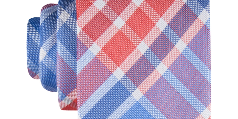 Gravata xadrez festiva masculina Tommy Hilfiger vermelha tamanho regular