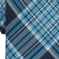 Gravata Leroy Xadrez Skinny Masculina Bar III Azul Tamanho Regular