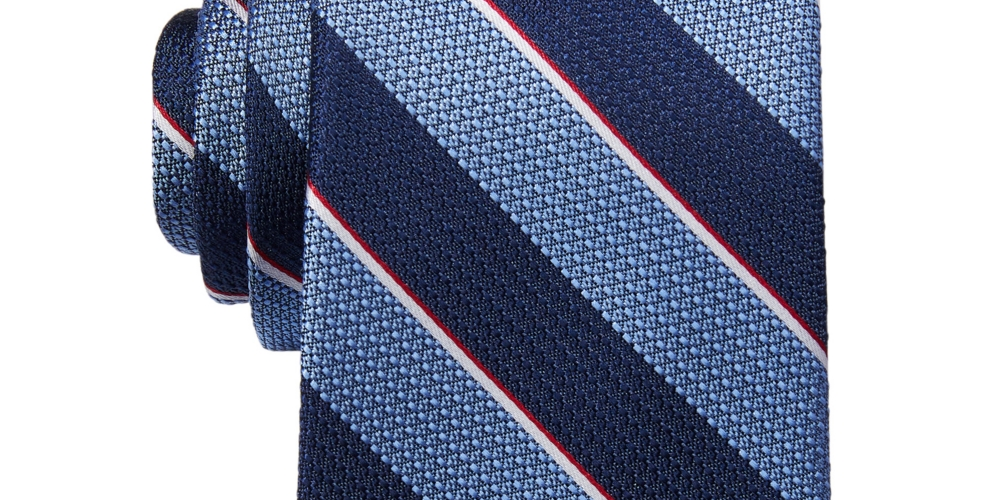 Gravata Tommy Hilfiger Davis Stripe Masculina Azul Tamanho Regular