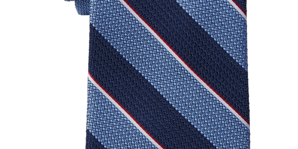 Gravata Tommy Hilfiger Davis Stripe Masculina Azul Tamanho Regular