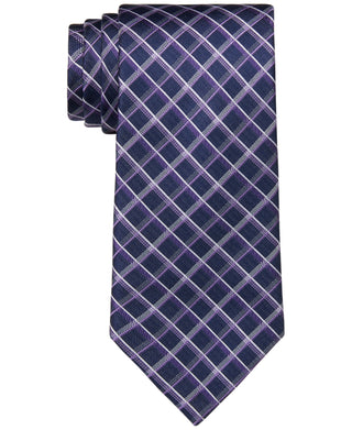 Gravata xadrez masculina Michael Kors roxa tamanho regular