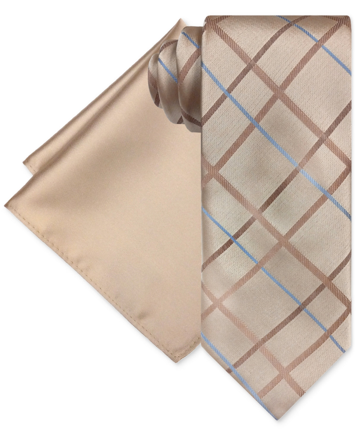 Conjunto de gravata e lenço de bolso Steve Harvey masculino, bege, tamanho regular