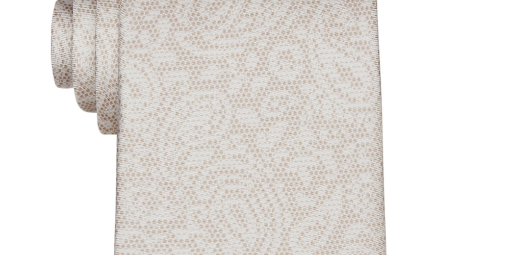 Gravata de seda clássica com estampa paisley pontilhada masculina Michael Kors, bege, tamanho regular