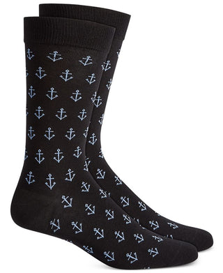 Meias Club Room Anchor Crew Masculinas Pretas Tamanho 10-13