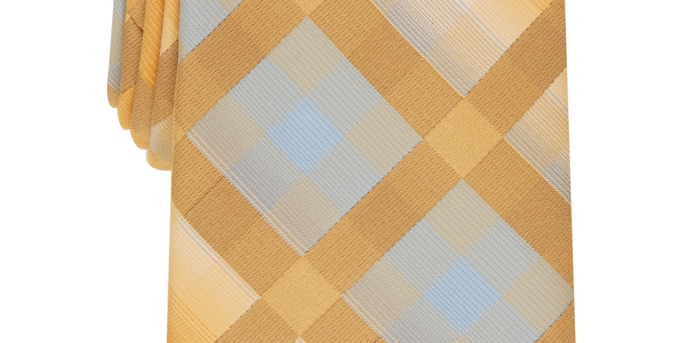 Gravata xadrez moderna Lewis masculina Perry Ellis amarela tamanho regular