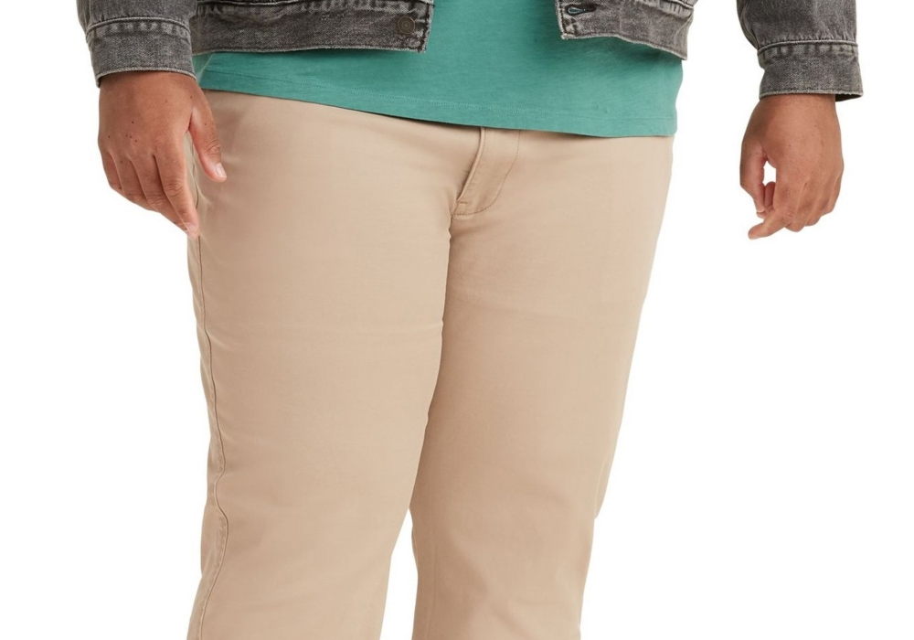 Calça Chino Levi's Masculina Grande e Alta, Mistura de Algodão, Ajuste Relaxado, Tamanho Haystack Twill