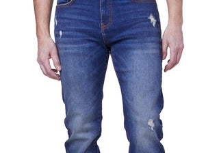 Calça Jeans Lazer Masculina Straight-Fit Azul Tamanho 32x34