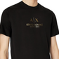 Camiseta masculina com estampa de logotipo AX Armani Exchange, preta, tamanho M