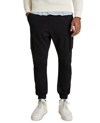 Calça de moletom masculina G-Star Raw com bolso cargo e ajuste relaxado, preta, tamanho 2XL