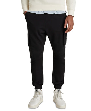 Calça de moletom masculina G-Star Raw com bolso cargo e ajuste relaxado, preta, tamanho 2XL