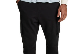 Calça de moletom masculina G-Star Raw com bolso cargo e ajuste relaxado, preta, tamanho 2XL