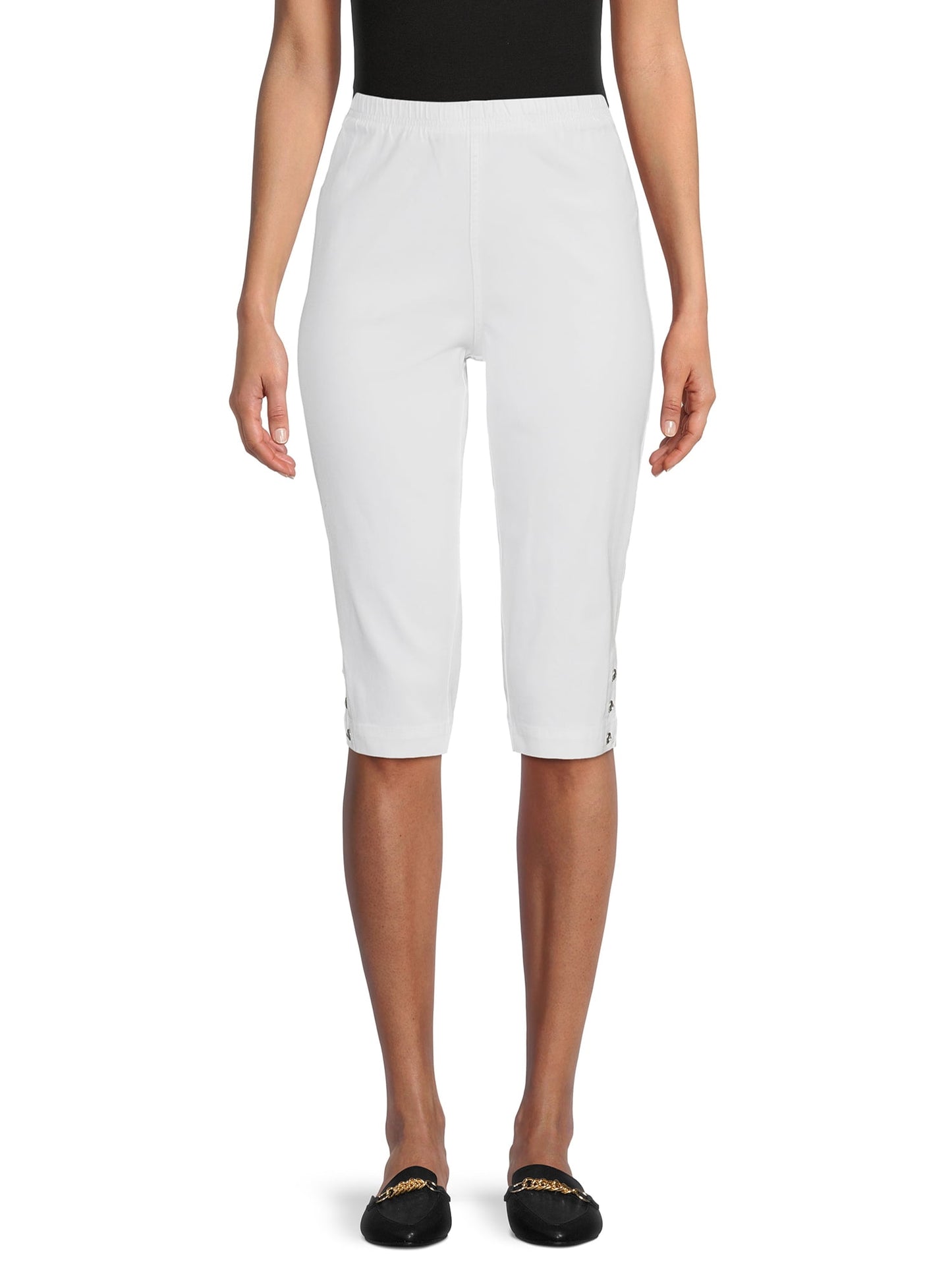 Calça Capri Feminina RealSize 17 Stretch Bling Branca Tamanho G