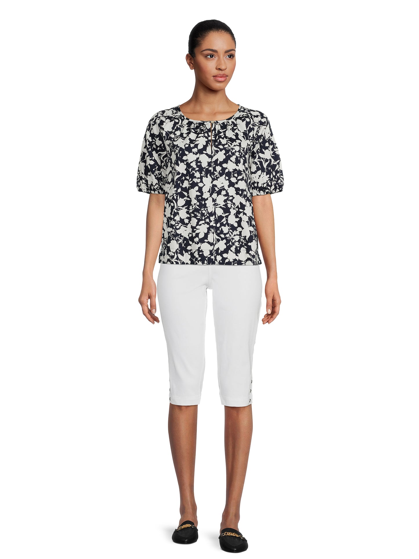 Calça Capri Feminina RealSize 17 Stretch Bling Branca Tamanho G