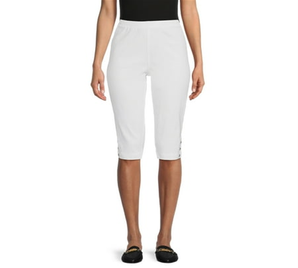 Calça Capri Feminina RealSize 17 Stretch Bling Branca Tamanho G