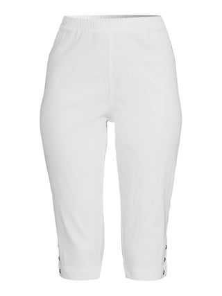 Calça Capri Feminina RealSize 17 Stretch Bling Branca Tamanho G