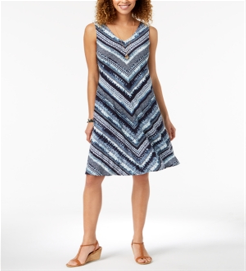 Vestido estampado pequeno com costas cruzadas Style &amp; Co Azul Tamanho P/XS