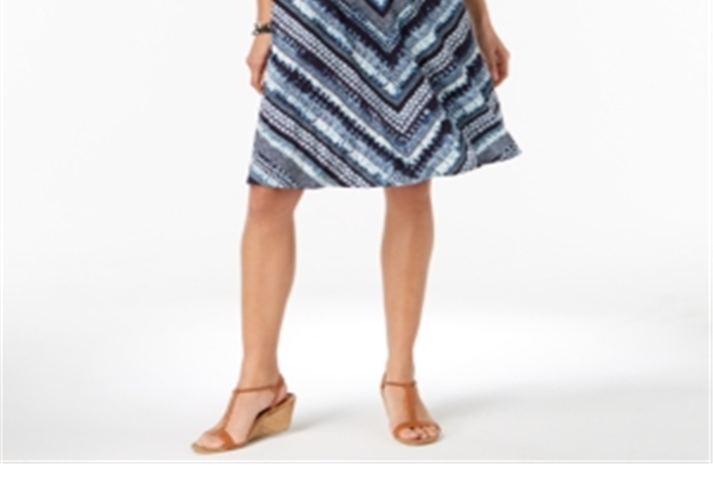 Vestido estampado pequeno com costas cruzadas Style &amp; Co Azul Tamanho P/XS