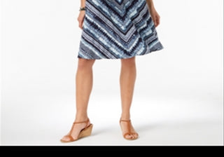 Vestido estampado pequeno com costas cruzadas Style &amp; Co Azul Tamanho P/XS