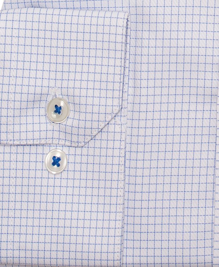 Camisa social masculina Ryan Seacrest com gola xadrez slim fit, azul, tamanho 18x34-35