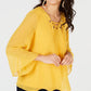 Thalia Sodi Top feminino com manga 3/4, decote em V, com cadarço, estampado, vários tamanhos P
