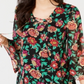 Thalia Sodi Top feminino com manga 3/4, decote em V, com cadarço, estampado, vários tamanhos P