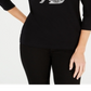 Camiseta Karen Scott Cotton com estampa de gato e estampa preta, tamanho P