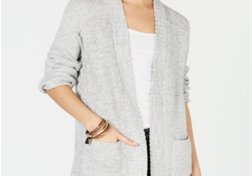 Cardigan completo com abertura frontal Style &amp; Co cinza tamanho XXL