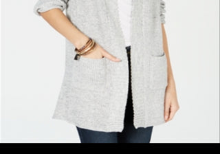 Cardigan completo com abertura frontal Style &amp; Co cinza tamanho XXL